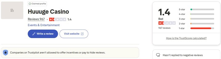 Huuuge Trustpilot