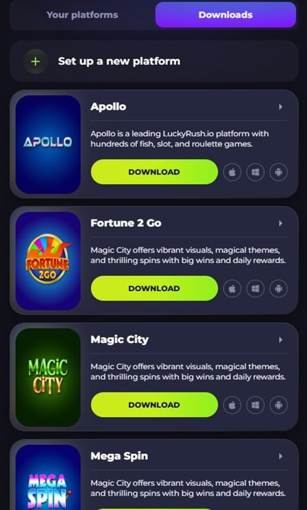 LuckyRush Platforms