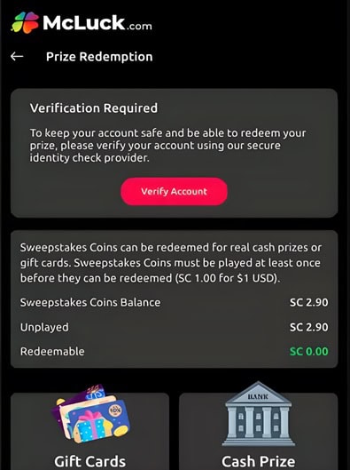 McLuck Prize Redemption