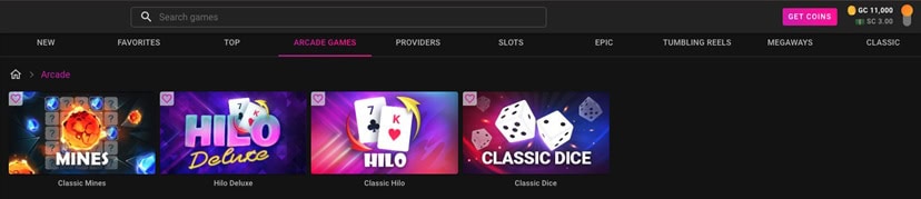 Pulsz Casino Arcade Games