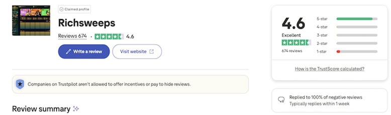 RichSweeps Trustpilot