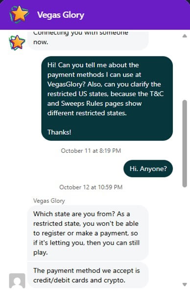 VegasGlory Support