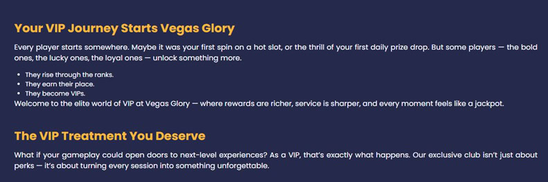 VegasGlory VIP Bonus