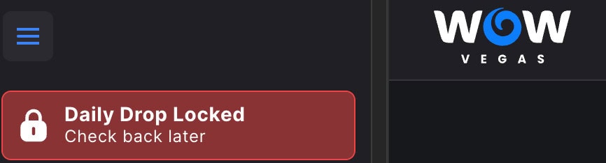 wow vegas daily drop locked