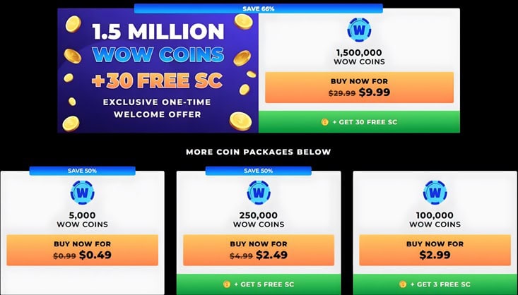 WOW Vegas Deposit Bonuses