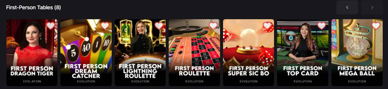 WOW Vegas First-Person Tables