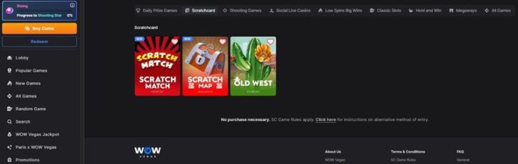 WOW Vegas Scratch Cards