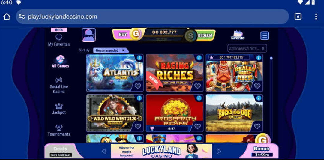 LuckyLand Casino lobby