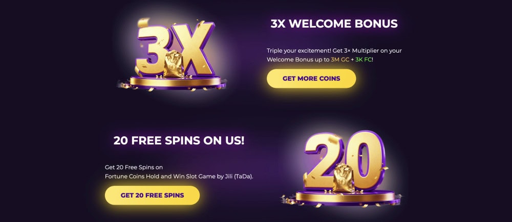 fortune coins 3x welcome offer