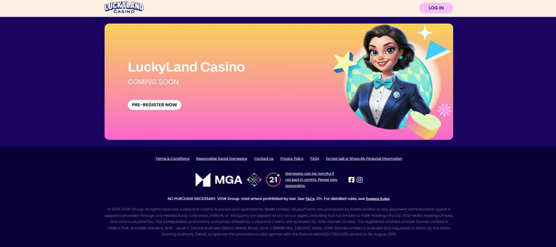 LuckyLand Casino Coming Soon Banner