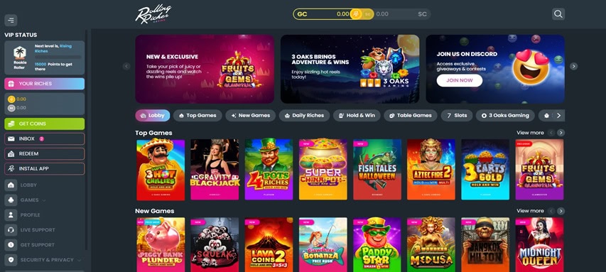 Rolling Riches Homepage