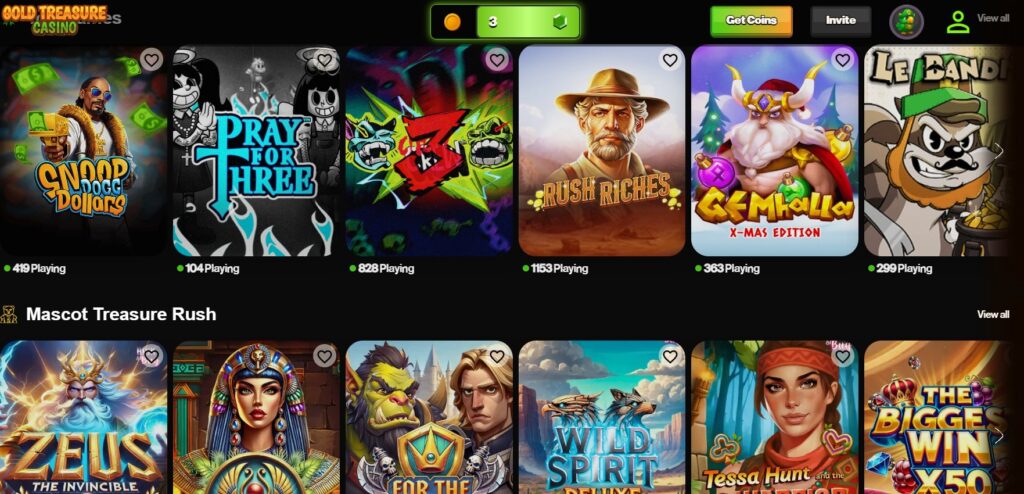 Gold Treasure Casino Landing