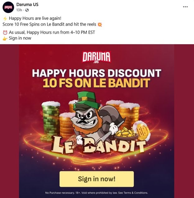 Daruma.us Facebook Bonus