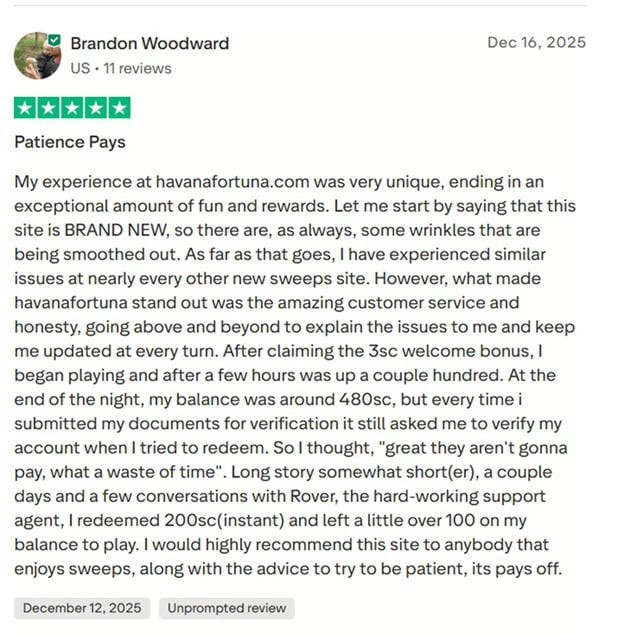 Havana Fortuna Trustpilot Review