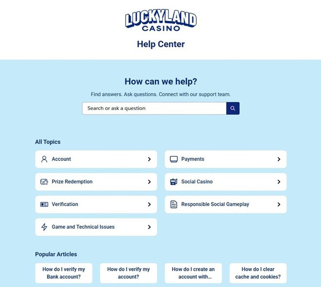 LuckyLand Casino Support