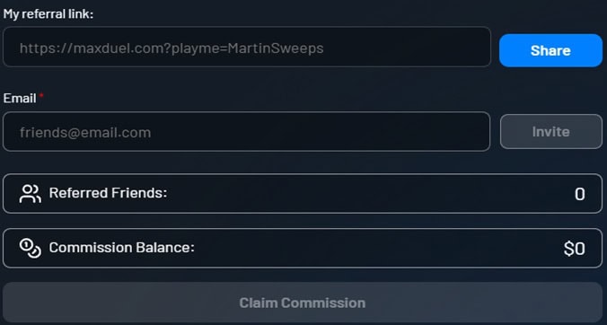 MaxDuel Referral Bonus