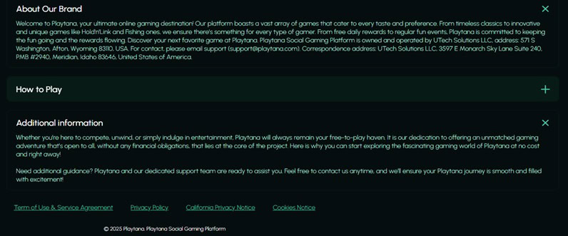 Playtana Footer
