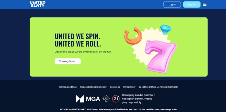 United Slots Homepage Coming Soon