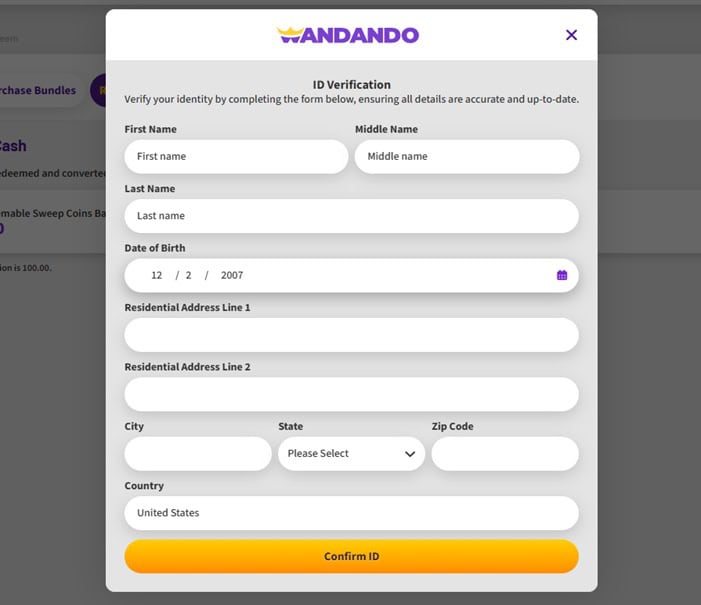 Wandando Account Verification