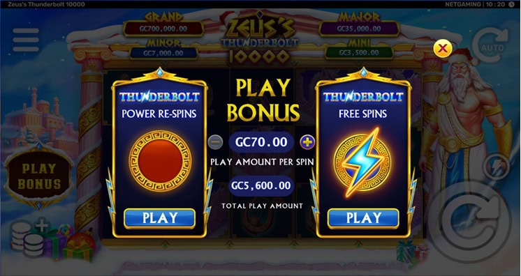 Zeus’s Thunderbolt 10000 Features