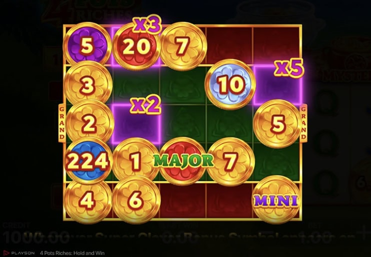 4 Pots Riches Hold and Win Winning