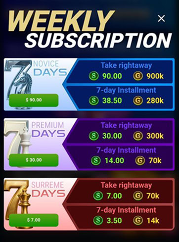Gleaming Slots Weekly Subscription