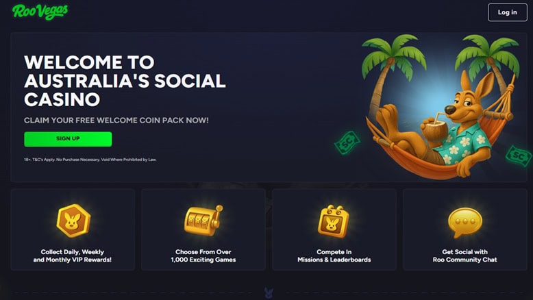 Roo Casino Homepage Interface