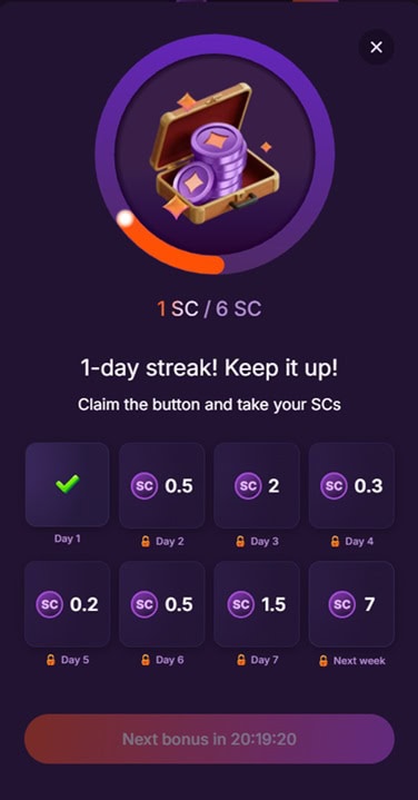 SweepKing Daily Bonus