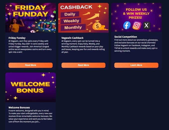 VegaWin Bonuses