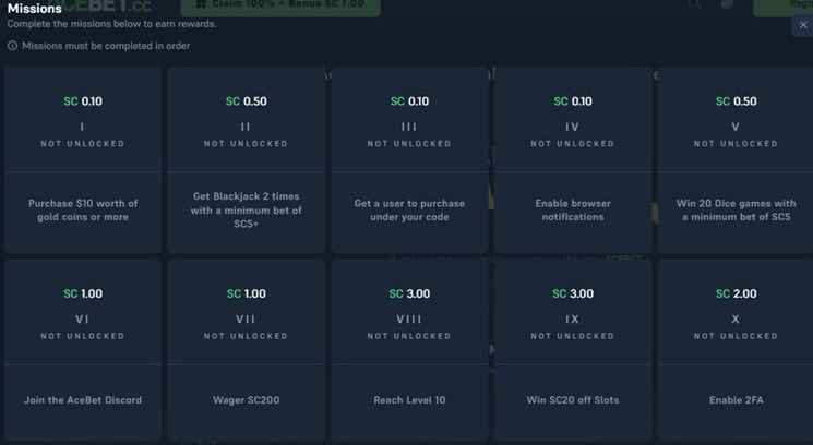 Acebet.cc Missions