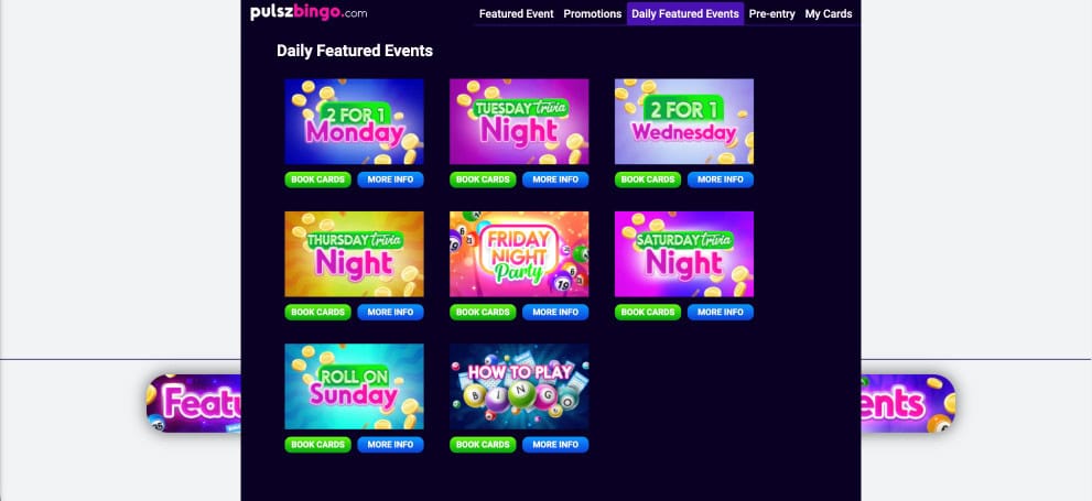 pulsz bingo daily featured events