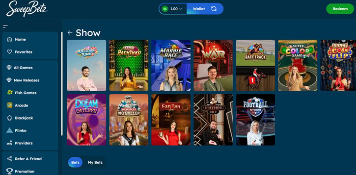 SweepBetz Live Games