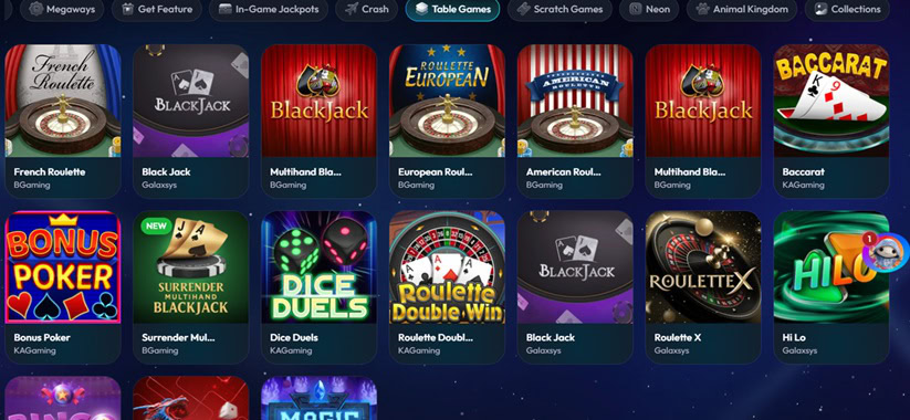 SweepStars Table Games