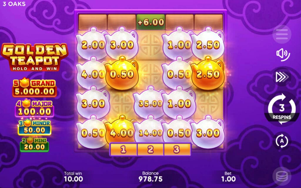 3 oaks golden teapot slot hold & win