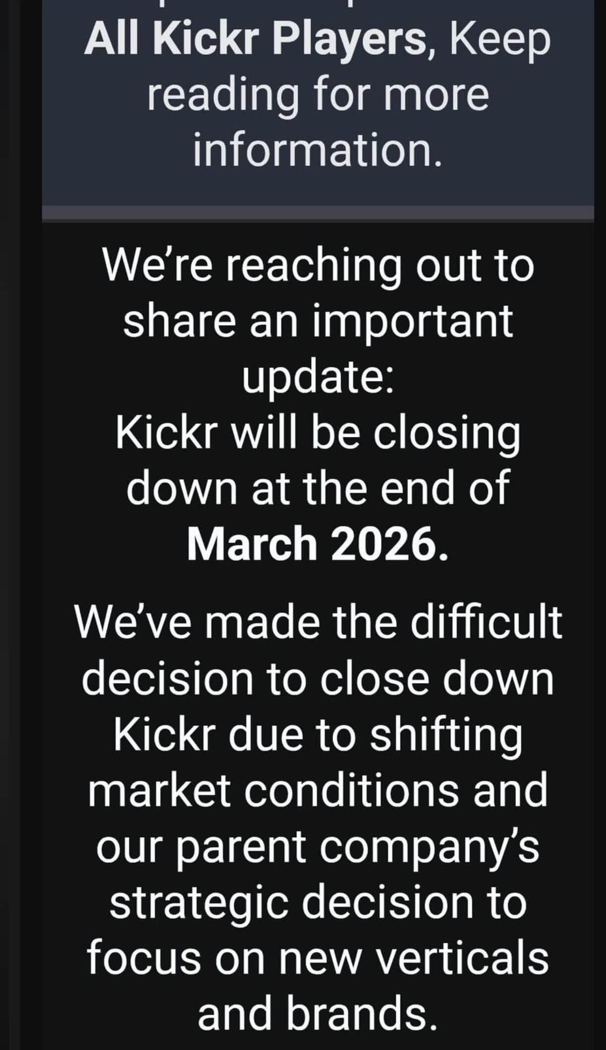 Kickr casino shutting down