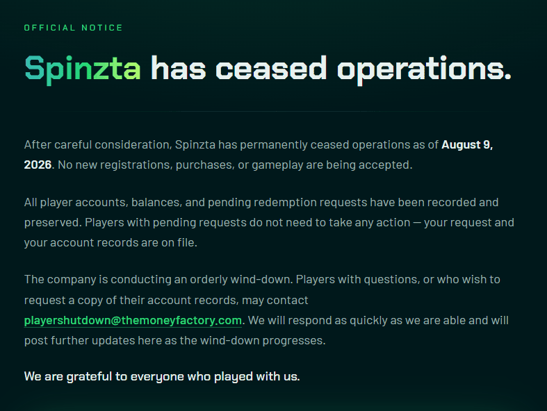 Spinzta Closed