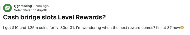 Cash Bridge Slots Level Rewards