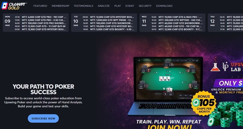 ClubWPT Gold Homepage