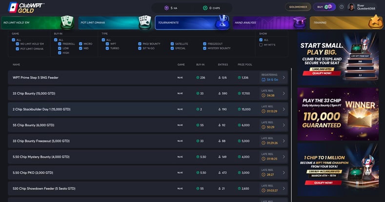 ClubWPT Gold Tournaments