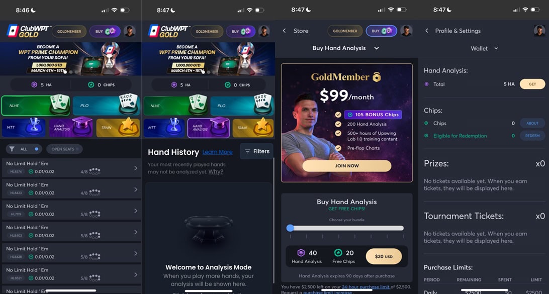 ClubWPT Gold UX