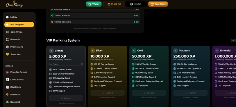 CoinFrenzy VIP Bonus