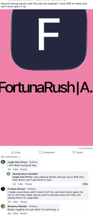 FortunaRush Facebook Post