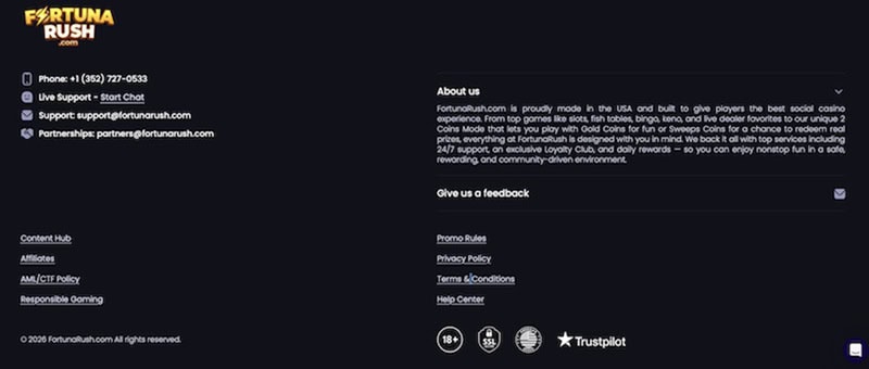 FortunaRush Footer