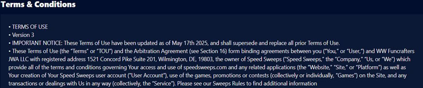 Funcrafters SpeedSweeps Terms