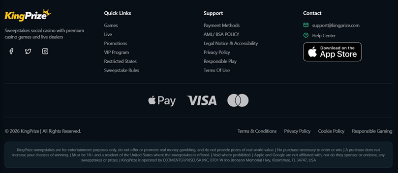 KingPrize Footer