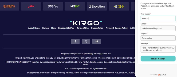 Kirgo.us Support