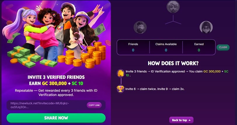 NewLuck Referral Bonus