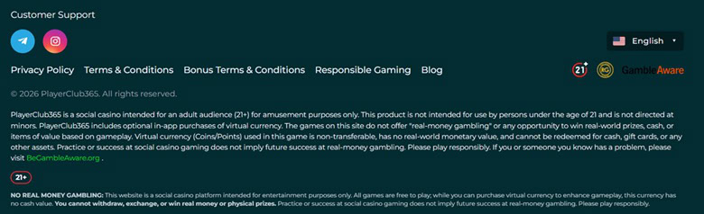 PlayerClub365 Footer