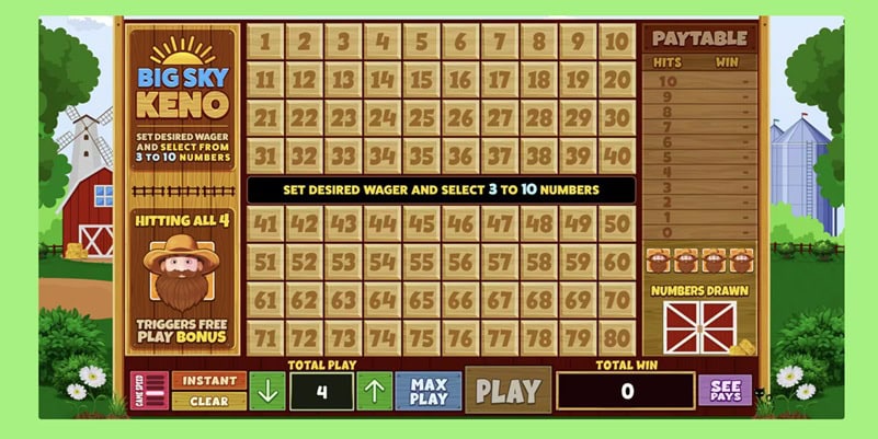 Thrillaroo Keno Game