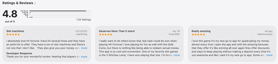 Hit Fortune iOS App Reviews